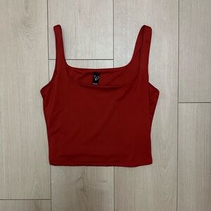 Windsor Red, Square Neckline Crop Top - Size M